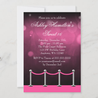 Rosa Silberteppich Hollywood Sweet 16 Birthday Einladung