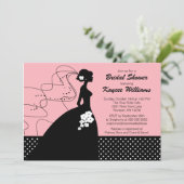 Rosa Silhouette Bridge Brautparty Einladung (Stehend Vorderseite)