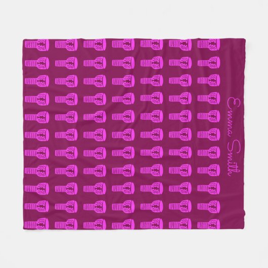 Rosa Silhouette Djembe Drum Muster Lila Fleece (Vorderseite (Horizontal))