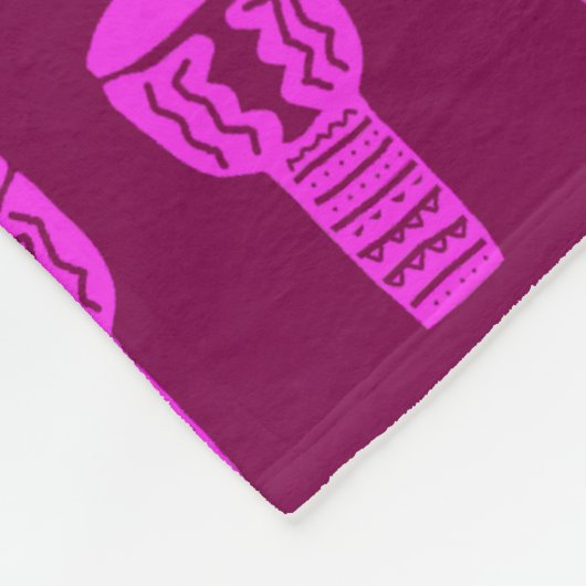 Rosa Silhouette Djembe Drum Muster Lila Fleece (Ecke)