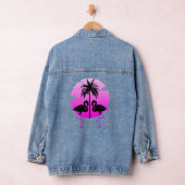 Rosa Silhouette Flamingos Bird Jeansjacke (Hangar)