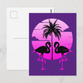 Rosa Silhouette Flamingos Bird Postkarte (Vorne/Hinten)