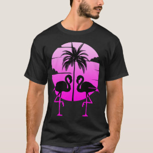Rosa Silhouette Flamingos Bird T-Shirt