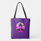 Rosa Silhouette Flamingos Bird Tasche (Rückseite)