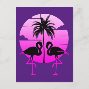 Rosa Silhouette Flamingos Vogel Postkarte