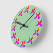 Rosa Silhouette Flying Duck Runde Wanduhr (Winkel)