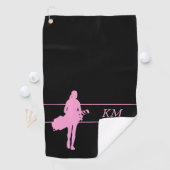 Rosa Silhouette Golfer mit Bag Monogramm Golfhandtuch (Insitu)