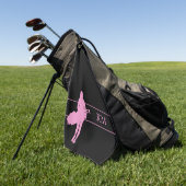 Rosa Silhouette Golfer mit Bag Monogramm Golfhandtuch (Gras)
