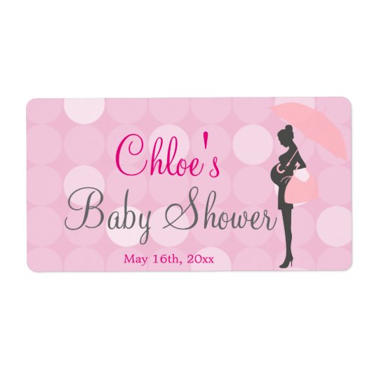 Rosa Silhouette Kinderdusche Wasserflaschen Etiket (Vorne)