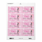 Rosa Silhouette Kinderdusche Wasserflaschen Etiket (Vorne)