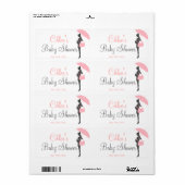 Rosa Silhouette Kinderdusche Wasserflaschen Etiket (Vorne)