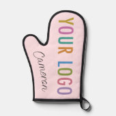 Rosa Silicone Oven Mitt mit Firmenlogo und Firmenn Ofenhandschuh (Vorderseite)