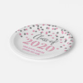 Rosa Silver Confetti Abschluss 2020 Pappteller (Schrägansicht)