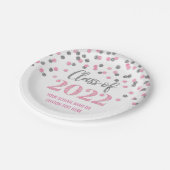 Rosa Silver Confetti Abschluss 2022 Pappteller (Schrägansicht)