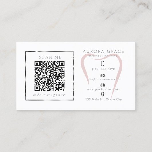 Rosa Silver Dental Elegante Visitenkarte (Rückseite)