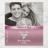 Rosa & Silver Foil Ribbon Metallic Look Weinetikett (Einzelnes Label)