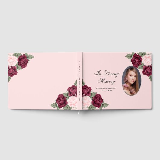 Rosa Silver Foto Gedenkfeier Beerdigung Gästebuch (Voll)