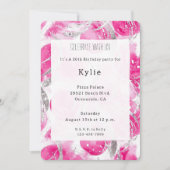 Rosa Silver Glam Circles Birthday Einladung (Vorderseite)