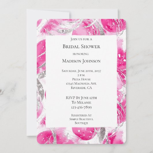 Rosa Silver Glam Circles Brautparty Einladung (Vorderseite)