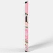 Rosa Silver Glitzer Marmormuster Mit Monogramm iPhone Hülle (Rechte Seite)