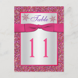 Rosa, Silver Glitzer Schneeflocken Tischnummer Car