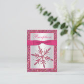 Rosa, Silver Glitzer Snowflake Umschließkarte Begleitkarte (Stehend Vorderseite)