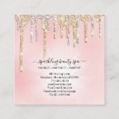 *~* Rosa Silver + Gold Tropfen GLITZER DrippingAP7 Quadratische Visitenkarte (Rückseite)