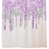 *~* Rosa SILVER MAGENTA Tropfen Drift GLITZER AP7 Duschvorhang (Vorderseite)