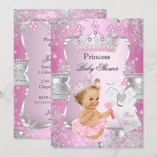 Rosa Silver Princess Baby Dusche Blonde Girl Einladung