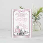 Rosa Silver Quinceanera 15. Geburtstag Einladungen (Stehend Vorderseite)