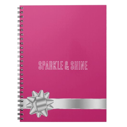 Rosa Silver Ribbon Bow Notizblock (Vorderseite)