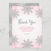 Rosa Silver Winter ONEderland Geburtstag Dankeskarte (Vorne/Hinten)