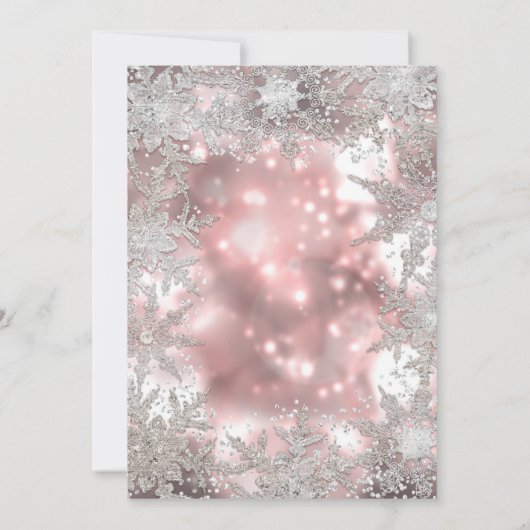 Rosa Silver Winter Wonderland Snowflake Einladung (Rückseite)