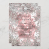 Rosa Silver Winter Wonderland Snowflake Einladung (Vorne/Hinten)