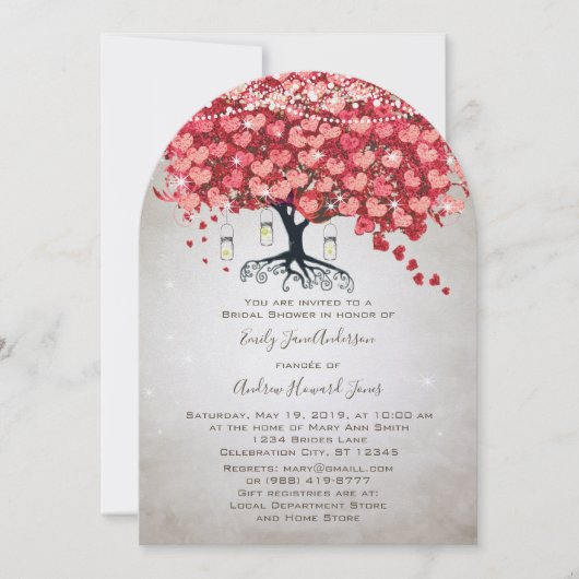 Rosa Silver Woodsy Brautparty Einladung (Vorderseite)