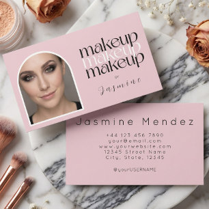 Rosa Simple Elegante Foto Makeup-Artist Visitenkarte