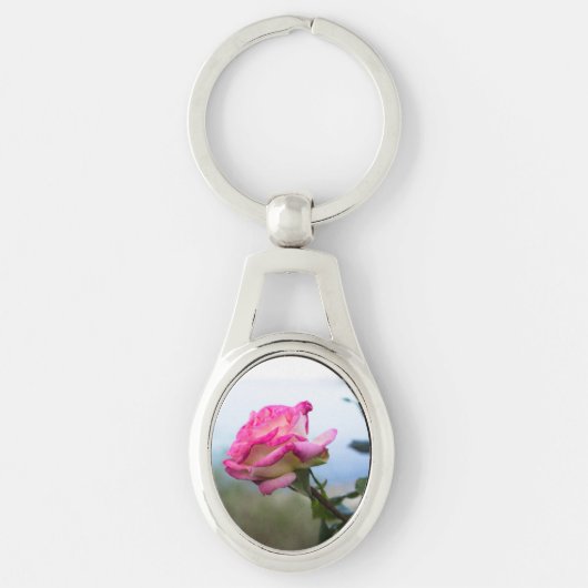 Rosa Single Rose Schlüsselanhänger (Vorderseite)