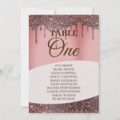 Rosa Sitztabelle im eleganten Glitzer Tabelle 1 Einladung (Vorderseite)