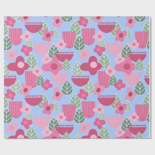 Rosa Skandinavier Frühling Geschenkpapier (Flach)
