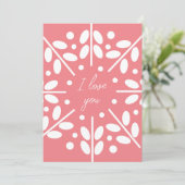 Rosa skandinavische Volkskunst "I Liebe you" Karte (Stehend Vorderseite)