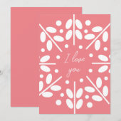 Rosa skandinavische Volkskunst "I Liebe you" Karte (Vorne/Hinten)