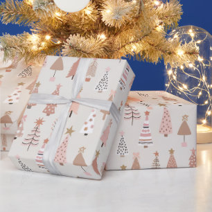Rosa-skandinavisches Weihnachtspapier Geschenkpapier