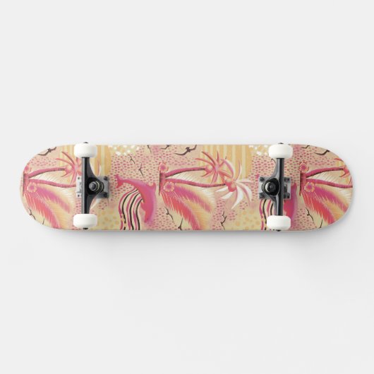 Rosa Skateboard im tropischen Paradies (Horizontal)