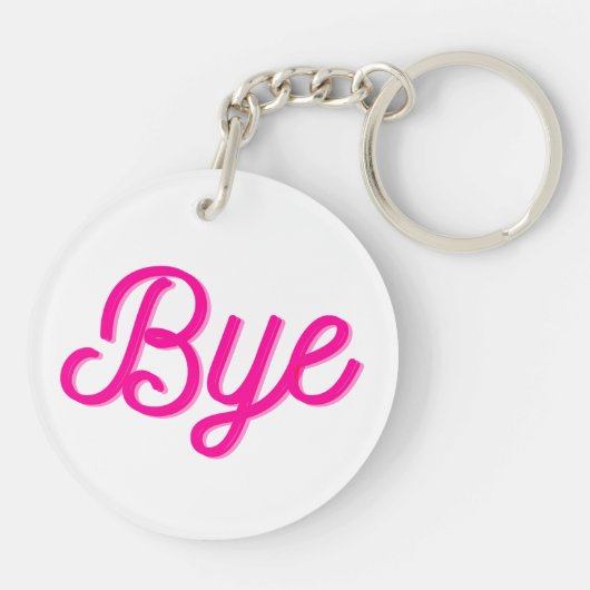 Rosa Skateboarding Cat Funny and Bye Text Schlüsselanhänger (Rückseite)