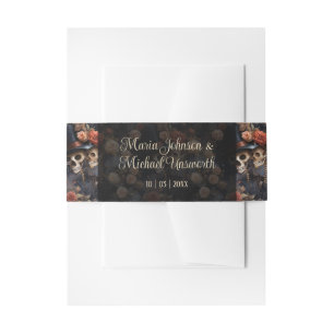 Rosa Skelette Vintage Einladung Bauchband Einladungsbanderole