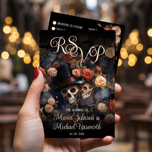 Rosa Skelette Vintage gotische Hochzeit RSVP Karte
