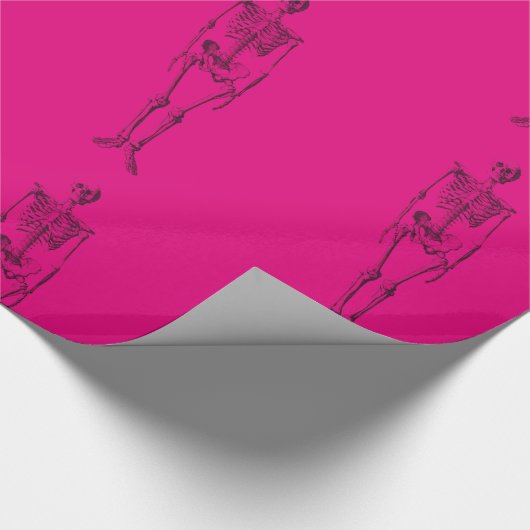 Rosa Skelettpapier Geschenkpapier (Ecke)