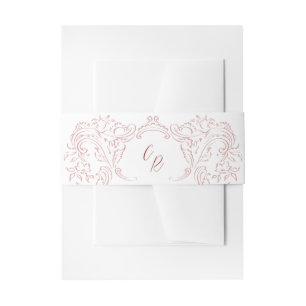 Rosa Sketch Vintage Mongram-Hochzeit Geblüht Einladungsbanderole