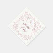 Rosa Sketch Vintage Mongram-Hochzeit Geblüht Serviette (Ecke)