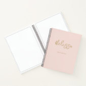 Rosa Sketchbook Gold Script Monogram Name Notizblock (Innenseite)